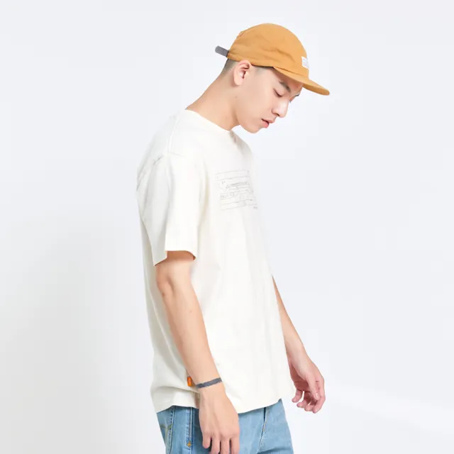 【EDWIN】男裝 PLUS+ 職人桔布邊排版短袖T恤(淺卡其)