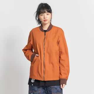 【EDWIN】江戶勝 女裝  大漁系列 刺繡薄拉鍊外套(黃褐色)