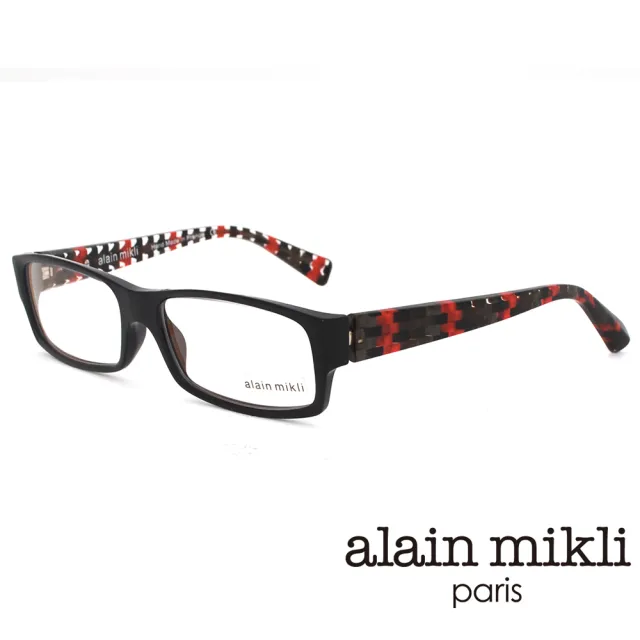 【Alain Mikli】法式鬼才設計師格紋方框光學眼鏡(黑 A00704-A01B)