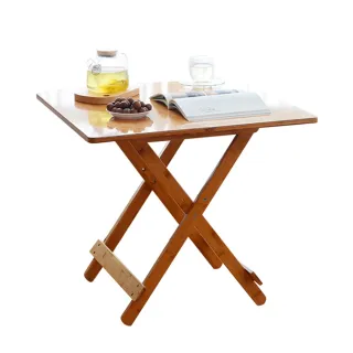 【DR.MANGO 芒果科技】楠竹免安裝易收納摺疊桌方桌餐桌80cm(高度可調 易收納)