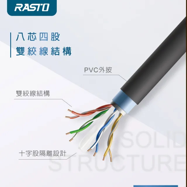 【RASTO】CAT6 3M網速1GPS網路線 REC5