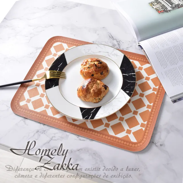 【Homely Zakka】美式輕奢手繪皮革餐墊/防燙隔熱墊/桌墊(2款一組)