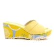 【GDC】日系趣味繽紛真皮楔型厚底拖鞋-黃色(113414-26)