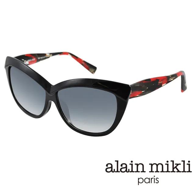 【Alain Mikli】捌零復古藝術上眉框造型太陽眼鏡(黑紅 AL1326-A011)