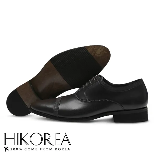 【HIKOREA】韓國空運。簡約素面壓紋皮革拼接綁帶尖頭紳士皮鞋 正裝 厚底 男皮鞋(73-348二色/現貨)
