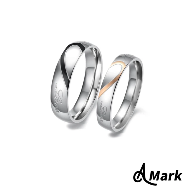 【A MARK】愛心拼圖造型鈦鋼戒指(2色任選)
