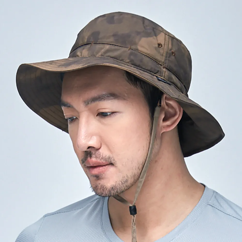 【ADISI】抗UV透氣快乾撥水收納護頸兩用印花盤帽 AH21006(UPF50+ 防紫外線 防曬帽 遮陽帽)