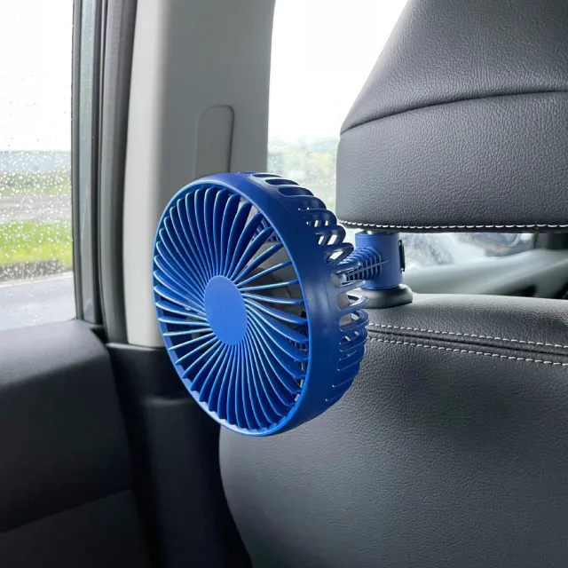 【SINYI】汽車5吋兩用USB勁涼風扇-海軍藍(吸盤 頭枕固定 廣角送風 車用 家用)