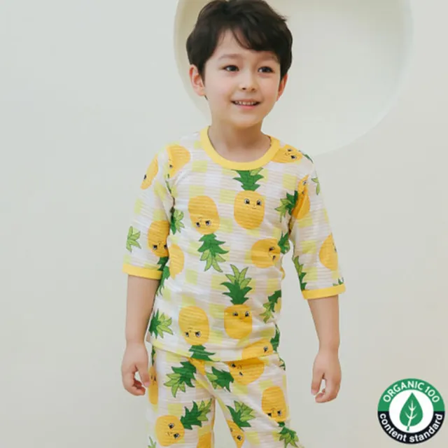 【Puco】正韓超優質嬰幼兒/兒童七分袖100% 有機純棉家居服/睡衣/家居套裝組_旺旺來(PC21-003)