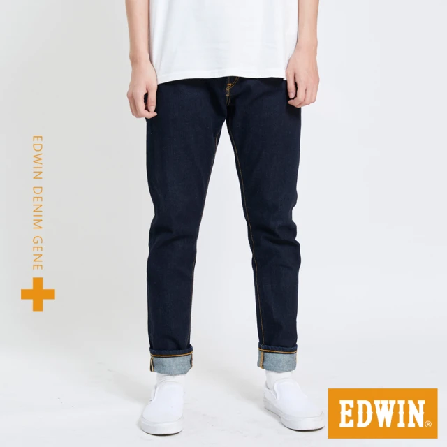 【EDWIN】男裝 PLUS+ 不對稱赤耳窄管褲(原藍色)