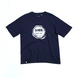 【EDWIN】男裝 PLUS+ 圓LOGO短袖T恤(丈青色)