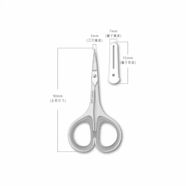 【Lumina 露蜜】灰膠柄剪x3頭(小剪刀 修剪細毛 直剪 彎剪 安全剪)