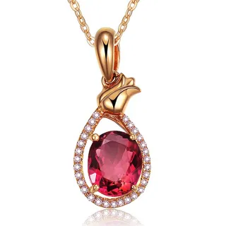 【禾美珠寶】天然紅碧璽項鍊EM032(18K金)