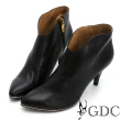 【GDC】真皮歐美質感極簡風時尚尖頭細跟踝短靴-黑色(027191-00)