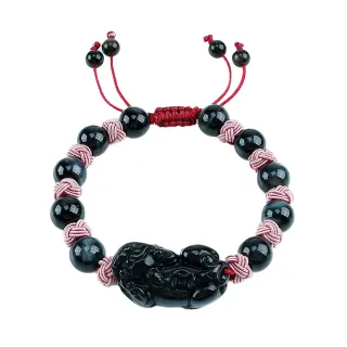 【雨揚】38女王節 彩虹黑曜貔貅藍虎眼手鍊-女款