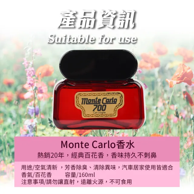 【WILLSON】W700 Monte Carlo香水160ml-百花香 車用香水(日本原裝進口)