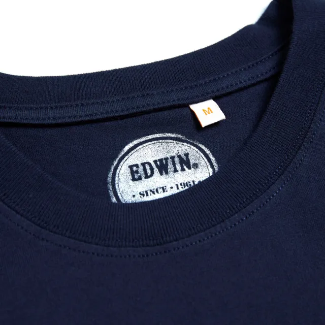 【EDWIN】女裝 PLUS+ 斑駁LOGO短袖T恤(丈青色)