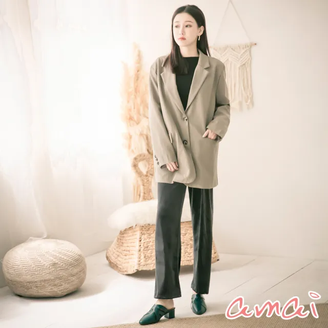 【amai】韓系小姐姐編織壓紋穆勒鞋(綠)