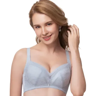 【Swear 思薇爾】Hold波Bra系列D-G罩無鋼圈蕾絲包覆大罩女內衣(冥想藍)