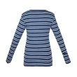 【Tommy Hilfiger】經典刺繡標誌V領條紋長袖T恤(藍)