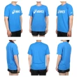 【asics 亞瑟士】男女運動排汗T恤-台灣製 慢跑 路跑 短袖 上衣 亞瑟士 藍白(K31415-43)