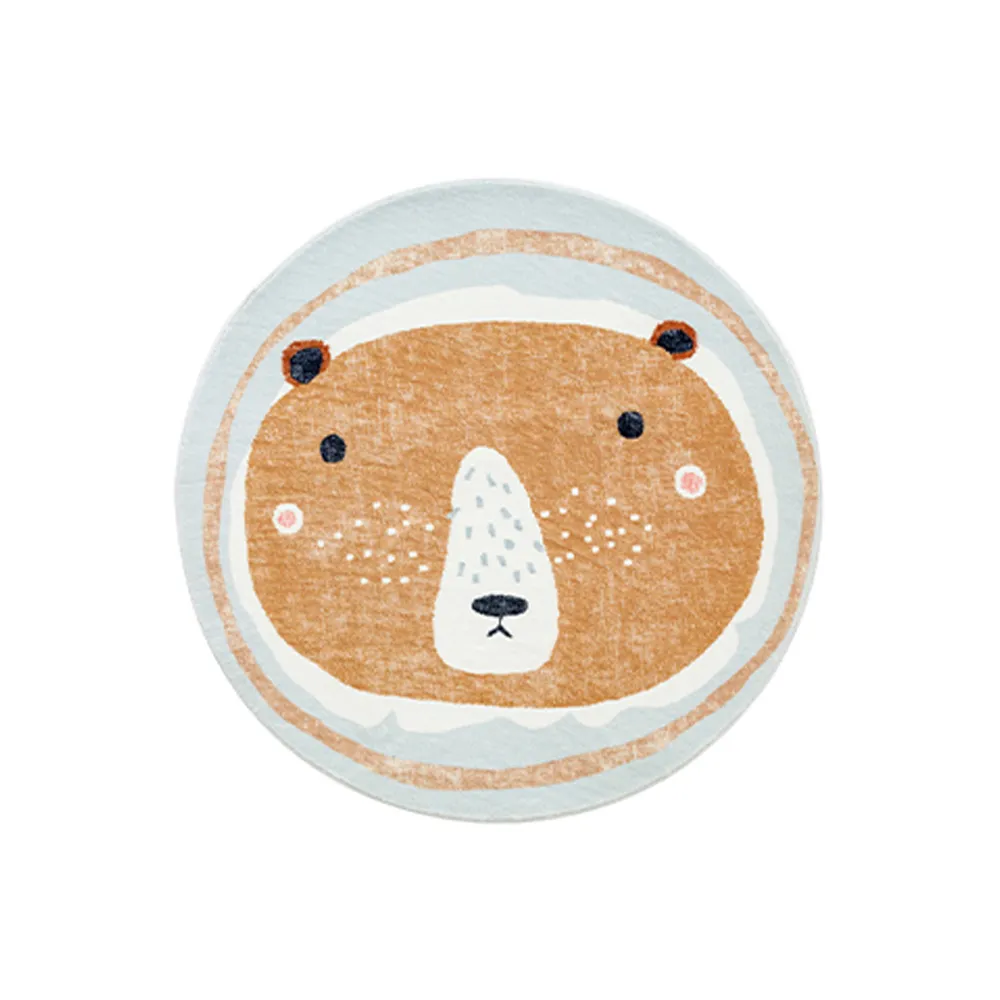 【hoi! 好好生活】童話世界可機洗圓地毯100x100cm-棕熊