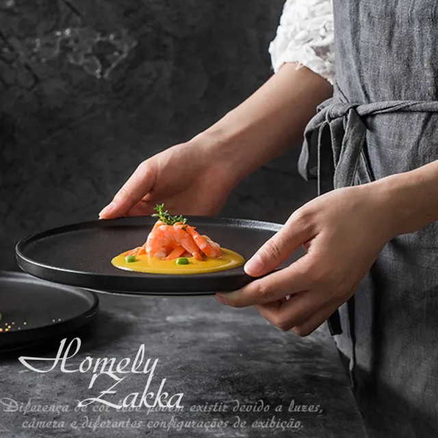 【Homely Zakka】北歐輕奢風黑色磨砂陶瓷餐具/牛排盤/西餐盤_小圓平盤2入組(飯碗 餐具 餐碗 盤子 器皿)
