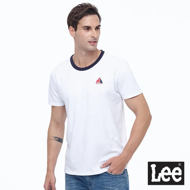 【Lee】出清品-男裝 短袖T恤 / 帆船俱樂部 LOGO 經典白 標準版型(LL200124K14)