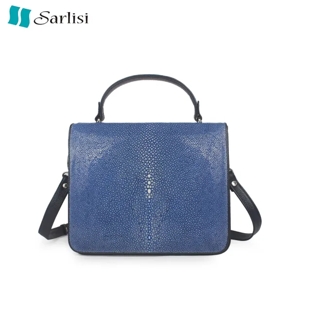 【Sarlisi】泰國進口新款真皮女包珍珠魚皮女士時尚斜背包小方包