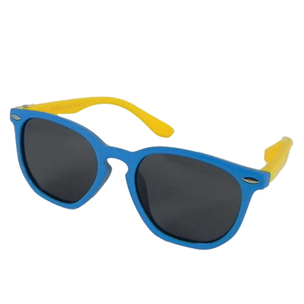 【Docomo】橡膠軟質彈性壓不壞款　質感藍色鏡框　頂級防爆偏光　專業抗UV400兒童運動太陽眼鏡(贈盒裝全配)