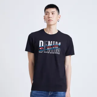 【5th STREET】男裝 短袖 短t 上衣 t恤 TEE logo 切割 棉質 黑色(570857)