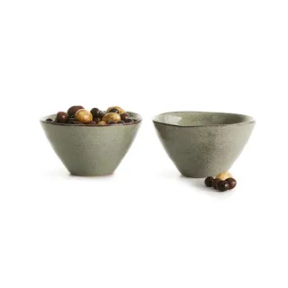 【SAGAFORM】炻釉彩餐碗/2入/亞麻綠(Nature復古手工釉彩餐碗)
