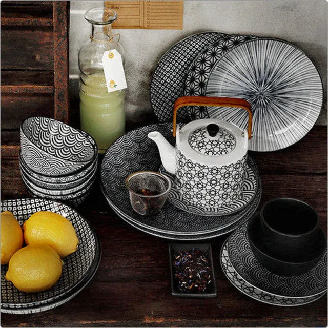 【Tokyo Design】瓷製餐碗 花繩黑12cm(飯碗 湯碗)