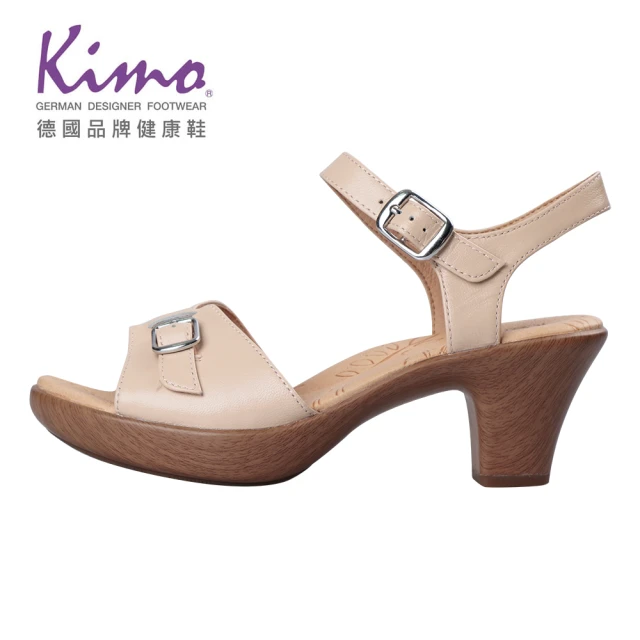 【Kimo】羊皮釦飾繫帶涼鞋 女鞋(膚 KBJSF067110)