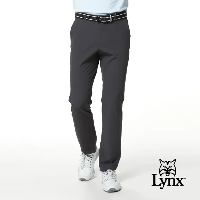 【Lynx Golf】korea 男款隱形拉鍊設計素面平口休閒長褲(鐵灰色)