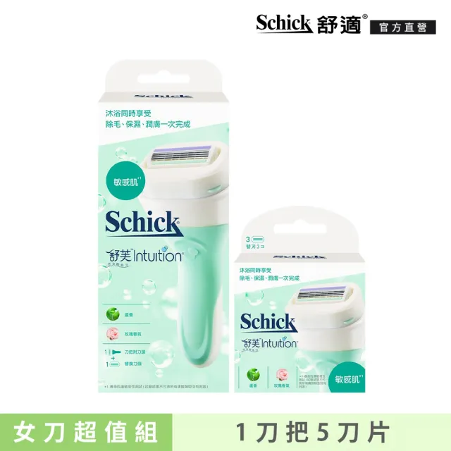 Schick 舒適牌】舒芙仕女除毛刀超值組1刀把5刀片(敏感肌用) - momo購物