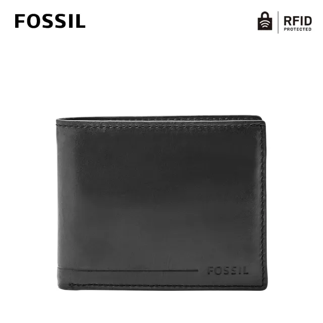 【FOSSIL】Allen 真皮可拆卡夾RFID防盜皮夾-黑色 SML1549001出國必備