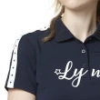 【Lynx Golf】korea 女款兩肩織標設計Lynx字樣印花短袖POLO衫/高爾夫球衫(深藍色)