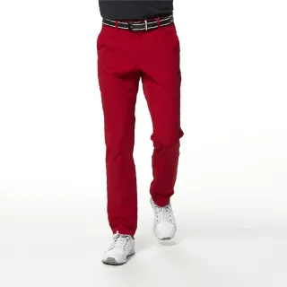 【Lynx Golf】korea 男款隱形拉鍊設計素面平口休閒長褲(紅色)