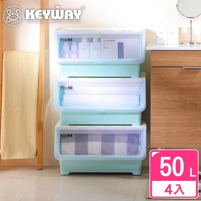 【KEYWAY 聯府】面寬55-馬德里直取式收納箱50L-4入(透明前蓋 整理箱 MIT台灣製造)