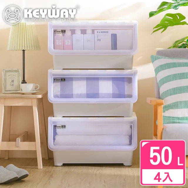 【KEYWAY 聯府】面寬55-馬德里直取式收納箱50L-4入(透明前蓋 整理箱 MIT台灣製造)