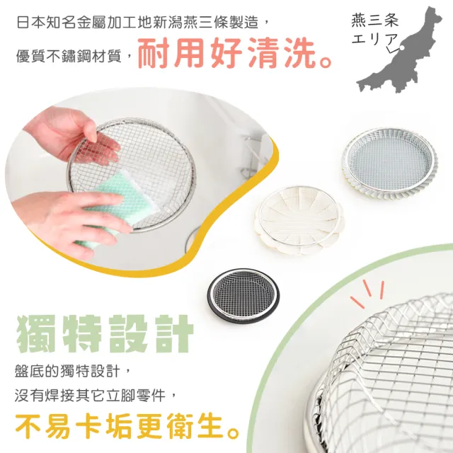 【Arnest】日本製燕三良品不鏽鋼炸物瀝油盤19CM(圓形 瀝油網 瀝油架 油切皿 可瀝水瀝油 日式料理店愛用)