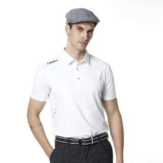【Lynx Golf】korea 男款脇邊剪裁沖孔設計短袖POLO衫/高爾夫球衫(白色)