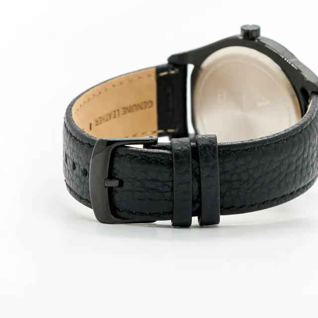 【Armani Exchange】公司貨 FITZ 型男工業風極簡皮革腕錶/黑錶(AX2805)