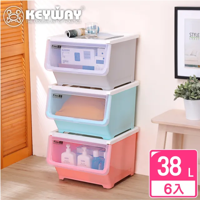 【KEYWAY 聯府】面寬45-馬德里直取式收納箱38L-6入(透明前蓋 整理箱 MIT台灣製造)