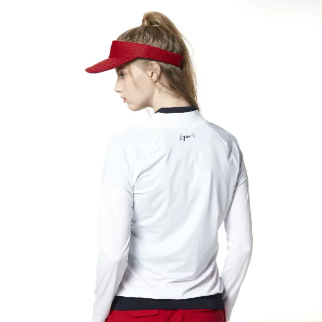 【Lynx Golf】korea 女款滿版英文草寫印花透氣網布長袖外套(白色)
