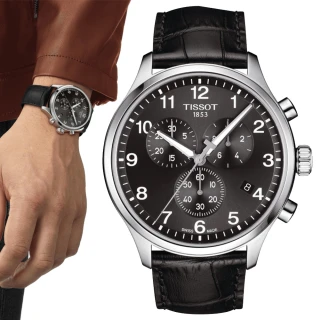 【TISSOT 天梭 官方授權】CHRONO XL 韻馳系列 三眼計時腕錶 / 45mm 禮物推薦 畢業禮物(T1166171605700)
