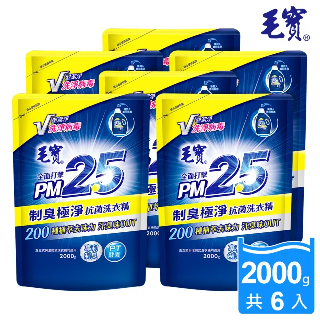 【毛寶】PM2.5洗衣精-補充包(2000gX6入)