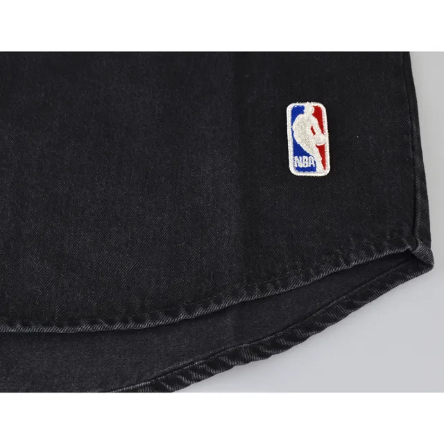 【MARCELO BURLON】MARCELO BURLON X NBA 金屬LOGO芝加哥公牛隊造型厚磅純棉短袖牛仔球衣(男款/黑)