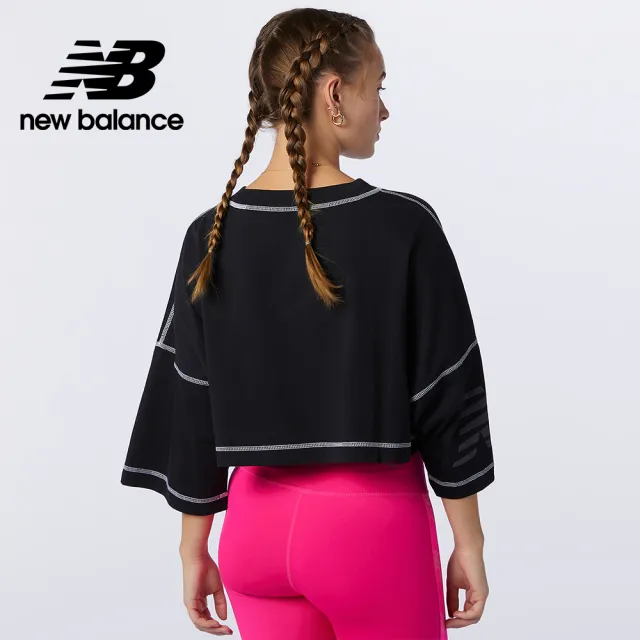 【NEW BALANCE】NB 短版落肩T恤_女裝_黑色_WT13559BK(美版 版型偏大)